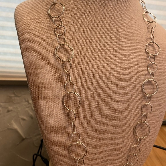 Gorgeous and long vintage 925 sterling silver interlocking circles necklace - Picture 5 of 13